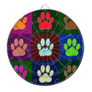 Cible De Fléchettes Motif Empreinte de patte de chien multicolore