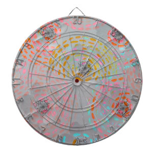 Cible De Fléchettes Motif fleuri coloré avec lignes graphiques pointil