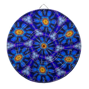 Cible De Fléchettes Motif Fleurs bleues Abstraites