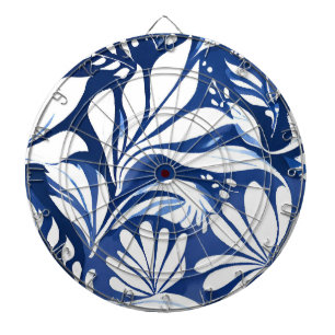 Cible De Fléchettes Motif floral aquarelle botanique bleu