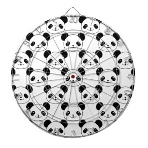 Cible De Fléchettes Motif Kawaii Panda En Noir Et Blanc