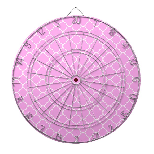 Cible De Fléchettes Motif Quatrefoil Rose Et Blanc (Devant)