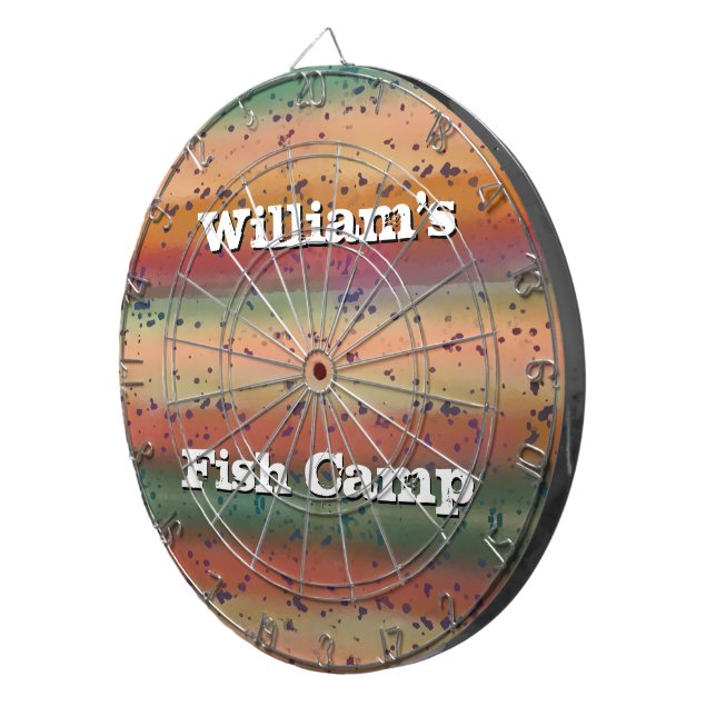 Cible De Fléchettes Motif Rainbow Trout avec nom Fisherman's (Devant droit)