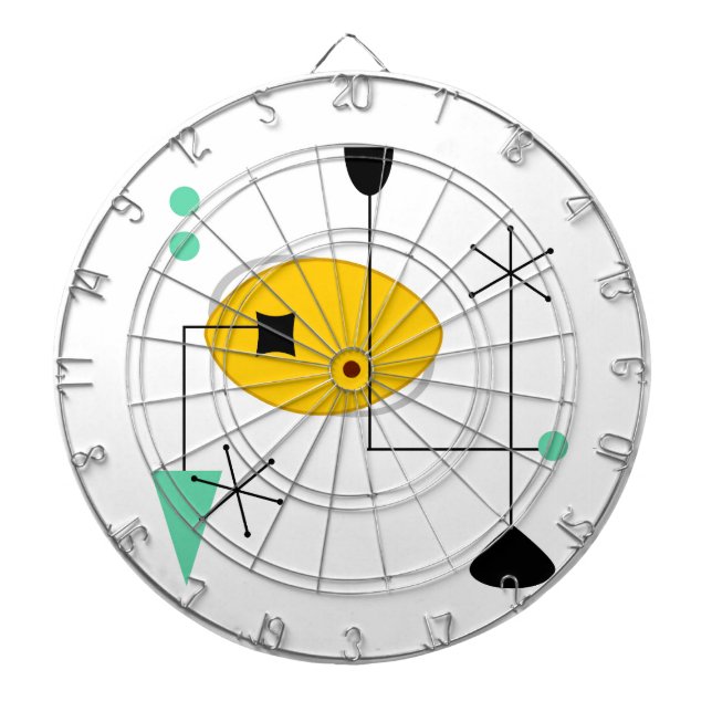 Cible De Fléchettes moyen siècle moderne bleu jaune simple rétro (Devant)