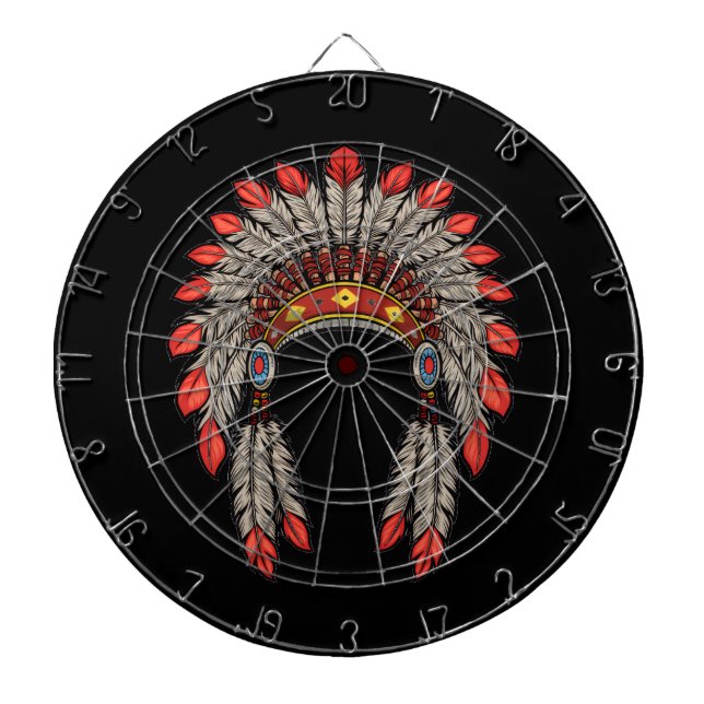 Cible De Fléchettes “Native Indian Chief Headdress” Dart Board (Devant)