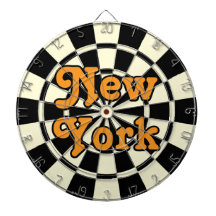 NEW YORK Retro Modern Orange texte noir et crème