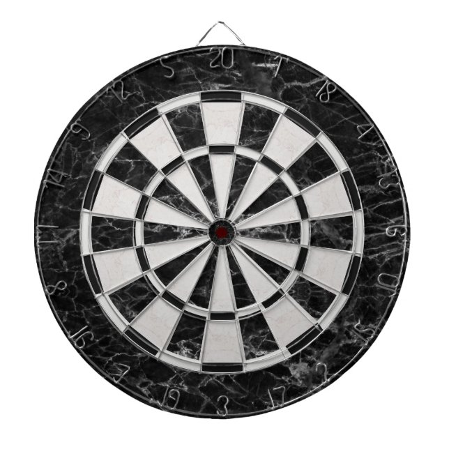 Cible De Fléchettes Noir et Marbre blanc Elegant Classic (Devant)