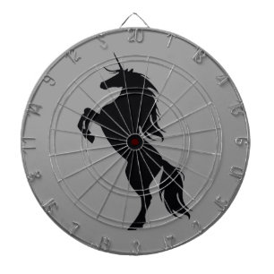 Cible de flechettes noire de silhouette de licorne
