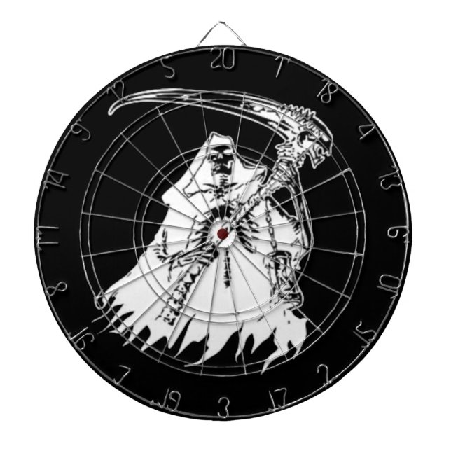 Cible de flechettes noire et blanche de faucheuse (Devant)