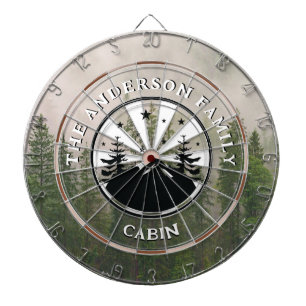Cible De Fléchettes Nom de famille Rustique Cabine Foggy Forest