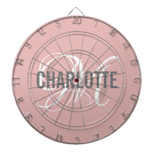 Cible De Fléchettes Nom monogramme rose vif moderne