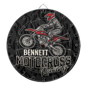 Cible De Fléchettes NOM Personnalisé Dirt Bike Rider Motocross Racing