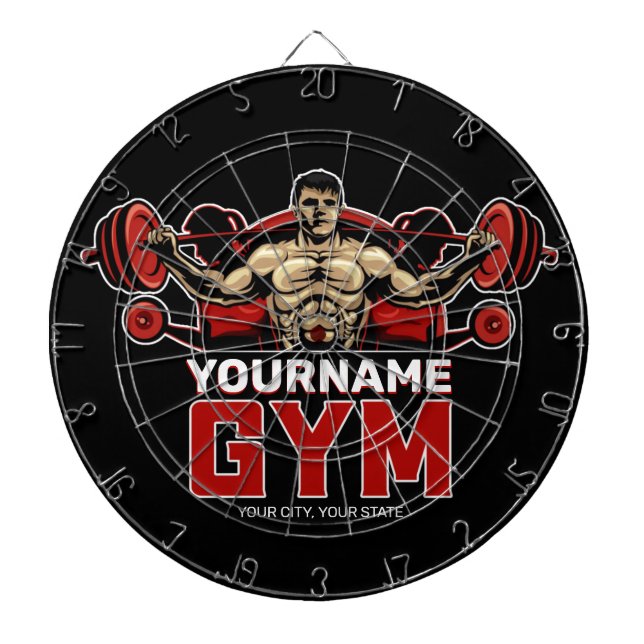 Cible De Fléchettes NOM personnalisé Fitness Accueil GYM Poids Lifting (Devant)