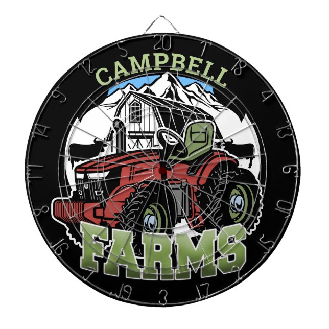 Cible De Fléchettes Nom personnalisé Pays Fermes Grange Tracteur Fermi (Devant)