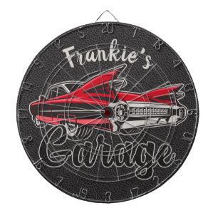 Cible De Fléchettes NOM Rétro Red Caddy Vintage Classic Car Garage