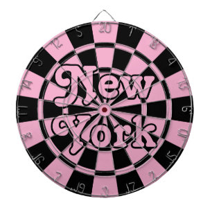 Cible De Fléchettes NOUVELLE-YORK Rétro Moderne Rose et Noir