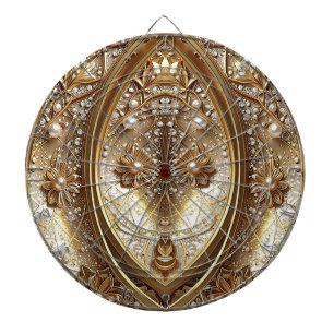 Cible de fléchettes ornée dorée