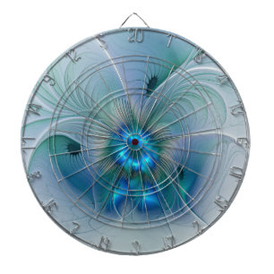 Cible De Fléchettes Ovations debout, fractale abstraite bleu turquoise