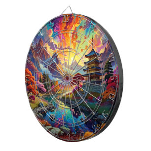 Cible De Fléchettes Pagode et tableau de bord du paysage coloré