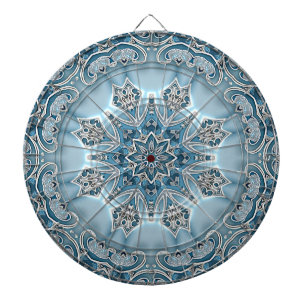 Cible De Fléchettes Panneau arrière Floral Orné Bleu