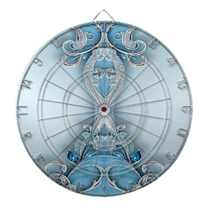 Cible De Fléchettes Panneau arrière Floral Orné Bleu
