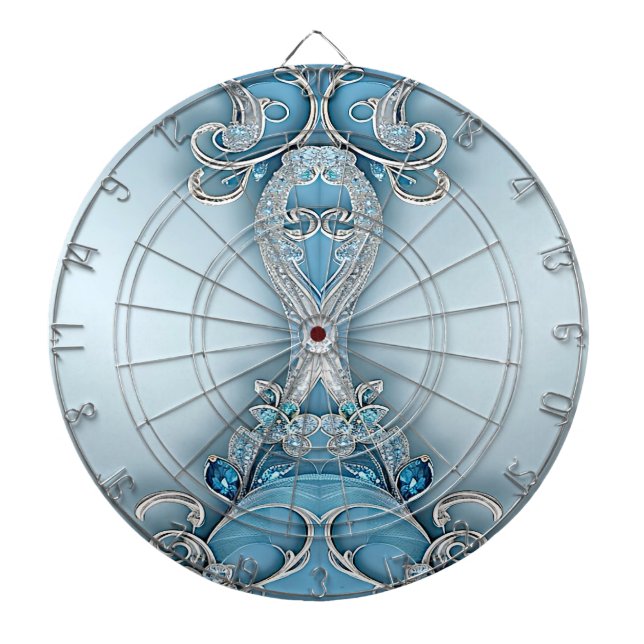 Cible De Fléchettes Panneau arrière Floral Orné Bleu (Devant)