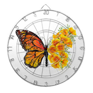 Cible De Fléchettes Papillon à fleurs avec Poppy de Californie jaune