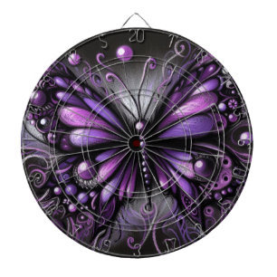 Cible De Fléchettes Papillon gothique blanc violet noir couleur