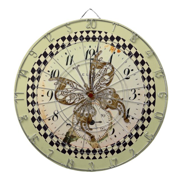 Cible De Fléchettes Papillon Steampunk Rond (Devant)