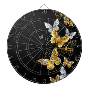 Cible De Fléchettes Papillons blancs et dorés