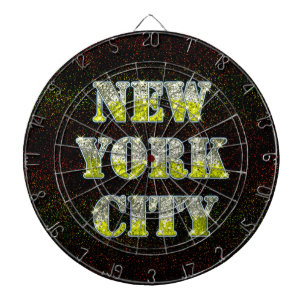 Cible De Fléchettes Parties scintillant d'or Silver de New York