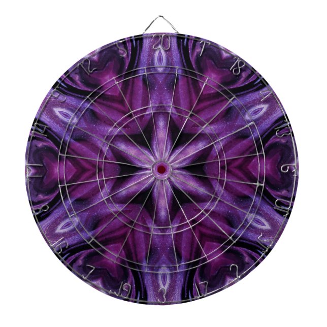 Cible De Fléchettes Parties scintillant violette Coeur et Fleur Motif  (Devant)