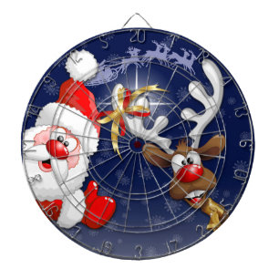 Cible De Fléchettes Père Noël et Reindeer Joyeux Noël Joyeux dessin an
