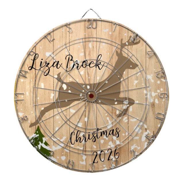 Cible De Fléchettes Personalized doe Christmas bauble wooden backgroun (Devant)