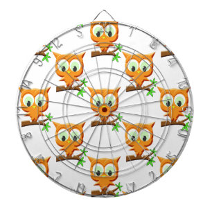 Cible De Fléchettes Petite Chouette en dessin sur Motif de branche