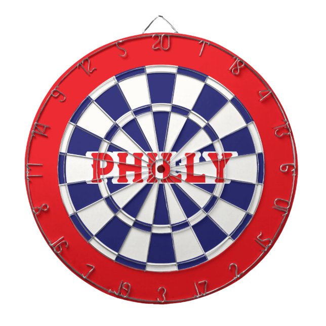 Cible De Fléchettes PHILLY Philadelphie Blanc, Bleu Marine Et Rouge (Devant)