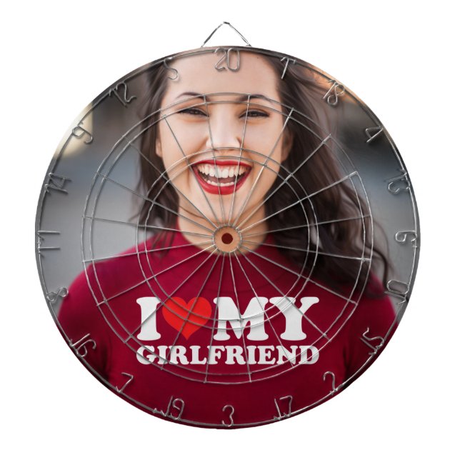 Cible De Fléchettes Photo personnalisée J'aime ma petite amie (Devant)