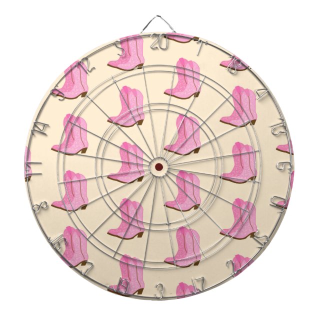 Cible De Fléchettes Pink Cowgirl Cowboy Boots Country Texas Ranch (Devant)