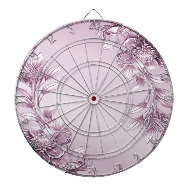 Cible De Fléchettes Pink Floral Foliage Darboard (Devant)