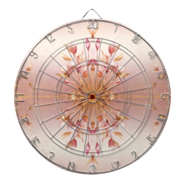 Cible De Fléchettes Pink Golden Feuille Floral Darboard (Devant)