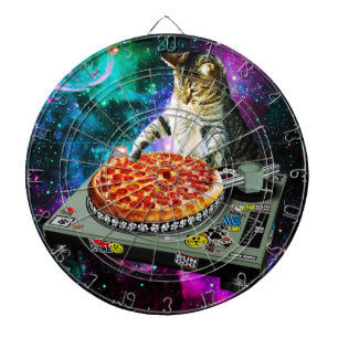 Cible De Fléchettes Pizza de chat du DJ de l'espace