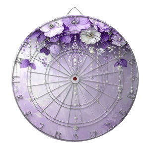 Cible De Fléchettes Planche à fléchettes Fleurs violettes avec perles 