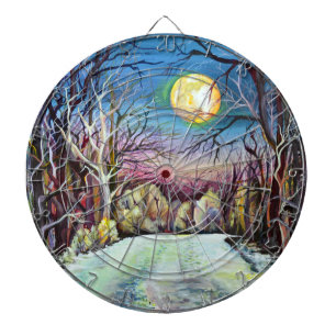 Cible De Fléchettes Pleine lune nocturne scandinave en Suède
