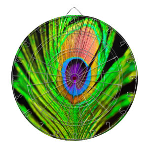 Cible De Fléchettes Plume de paon aux couleurs néon