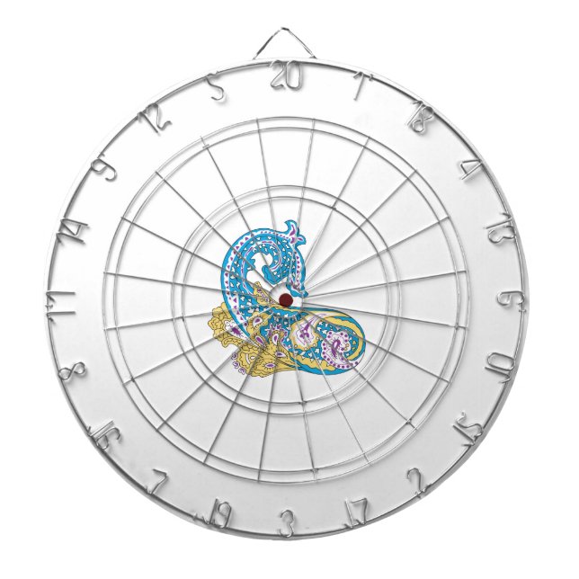 Cible De Fléchettes Point, Sherpa Blue, Design de sable doré (Devant)