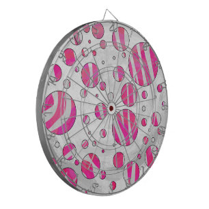 Cible De Fléchettes Pois Zèbre rose chaud et blanc