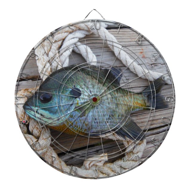 Cible De Fléchettes Poisson rouge sur quai et corde (Devant)