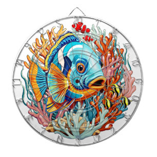 Cible De Fléchettes Poissons Tropicaux Couleurs Vives Vibes d'Été
