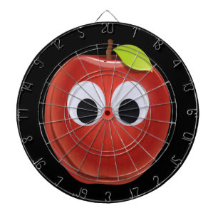 Cible De Fléchettes Pomme rouge drôle avec yeux de googly