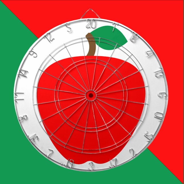 Cible De Fléchettes Pomme rouge fruits (A dartboard with a red apple.)